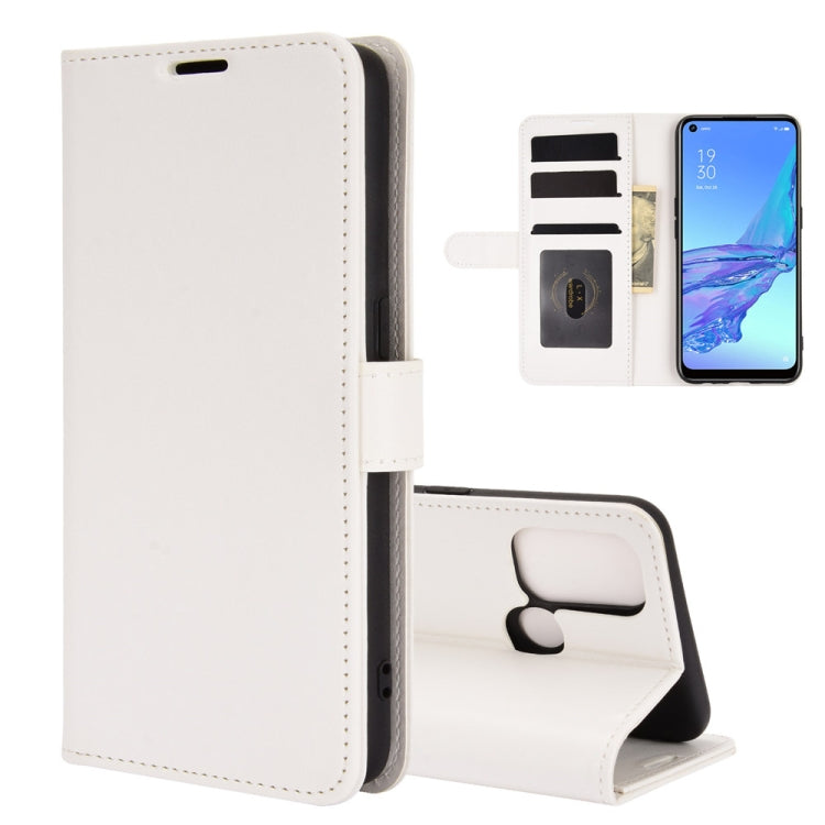 Per OPPO A53 2020/OPPO A32 2020 R64 Texture Custodia protettiva a vibrazione singola orizzontale con supporto e slot per schede e portafoglio e cornice per foto, For OPPO A53 2020