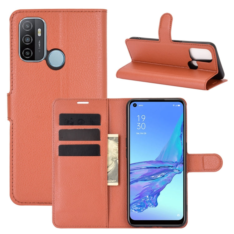 Per OPPO A53 2020/OPPO A32 2020 Litchi Texture Custodia protettiva a vibrazione orizzontale con supporto e slot per schede e portafoglio, For OPPO A53 2020