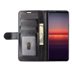 Per Sony Xperia 5 II R64 Texture Custodia protettiva a vibrazione orizzontale singola con supporto e slot per schede e portafoglio e cornice per foto, For Sony Xperia 5 II
