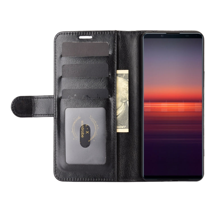 Per Sony Xperia 5 II R64 Texture Custodia protettiva a vibrazione orizzontale singola con supporto e slot per schede e portafoglio e cornice per foto, For Sony Xperia 5 II