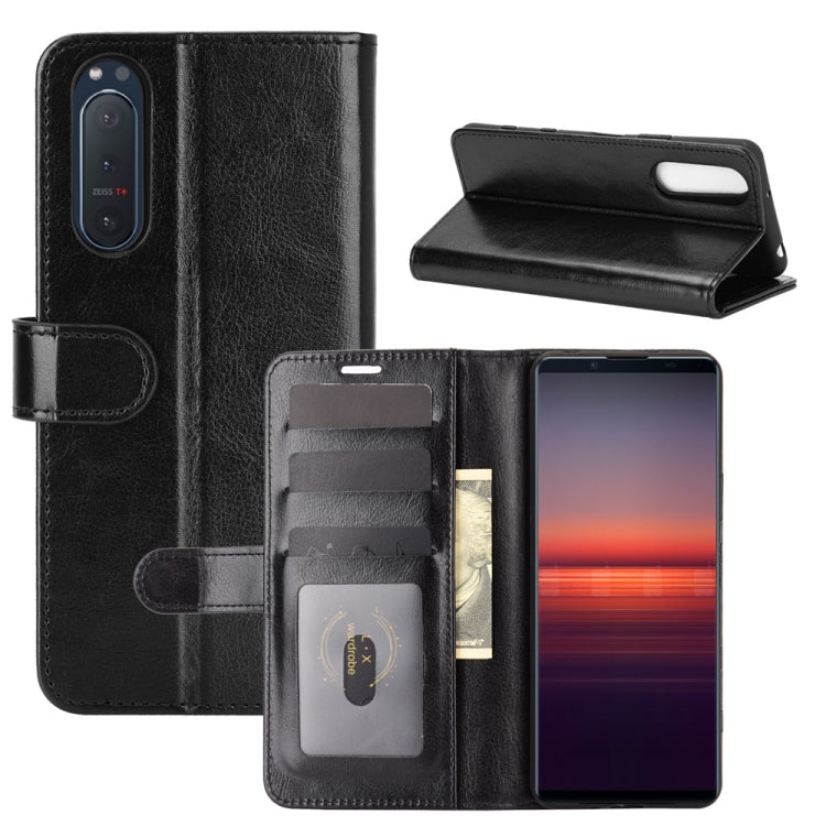 Per Sony Xperia 5 II R64 Texture Custodia protettiva a vibrazione orizzontale singola con supporto e slot per schede e portafoglio e cornice per foto, For Sony Xperia 5 II