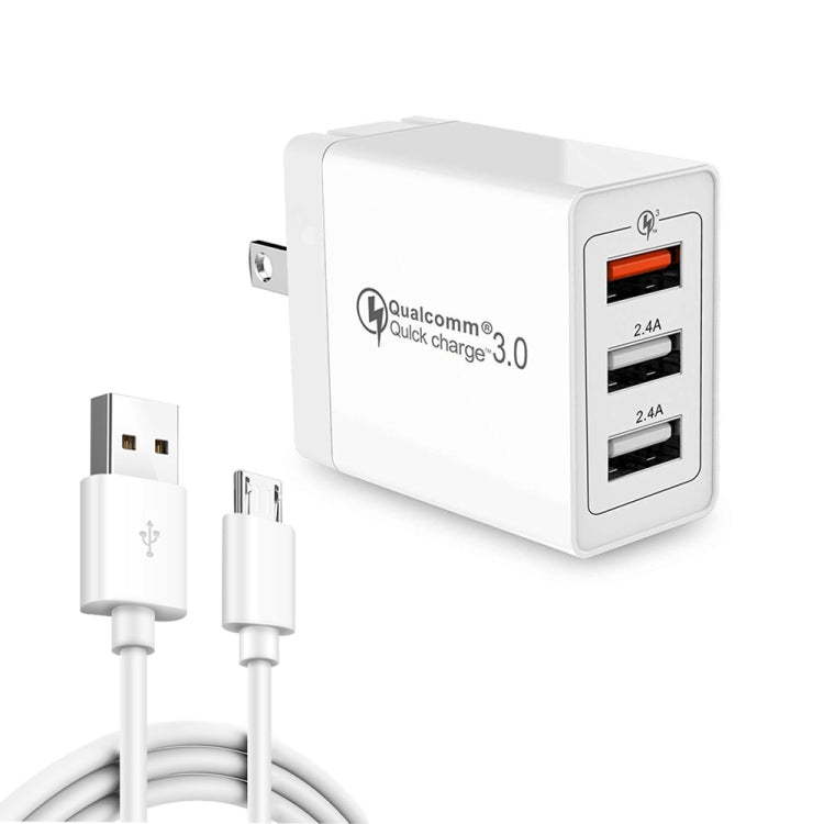 Caricabatterie rapido 30W USB QC 3.0 con cavo Micro USB 1m