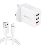 Cavo USB-C 2 in 1 con caricatore QC 3.0 da 30 W, 1 m
