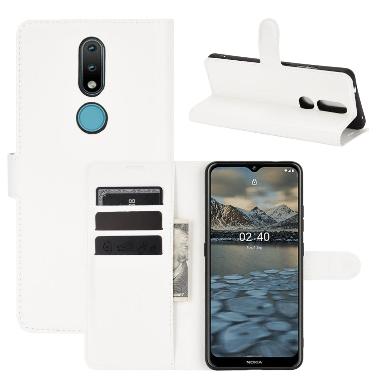 Per Nokia 2.4 Litchi Texture Custodia protettiva a vibrazione orizzontale con supporto, slot per schede e portafoglio, For Nokia 2.4