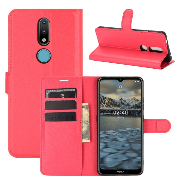 Per Nokia 2.4 Litchi Texture Custodia protettiva a vibrazione orizzontale con supporto, slot per schede e portafoglio, For Nokia 2.4
