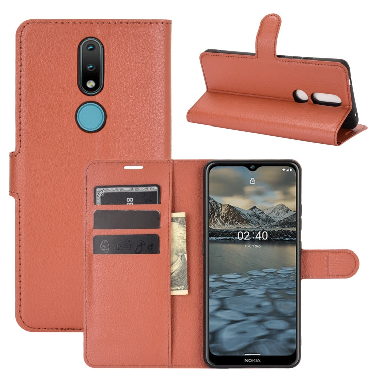 Per Nokia 2.4 Litchi Texture Custodia protettiva a vibrazione orizzontale con supporto, slot per schede e portafoglio, For Nokia 2.4