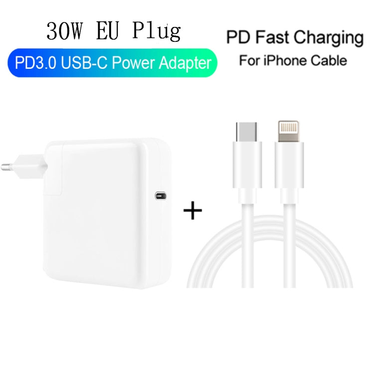 Caricabatterie USB-C 30W PD3.0 con cavo da 1 m e spina UE - immagine 2