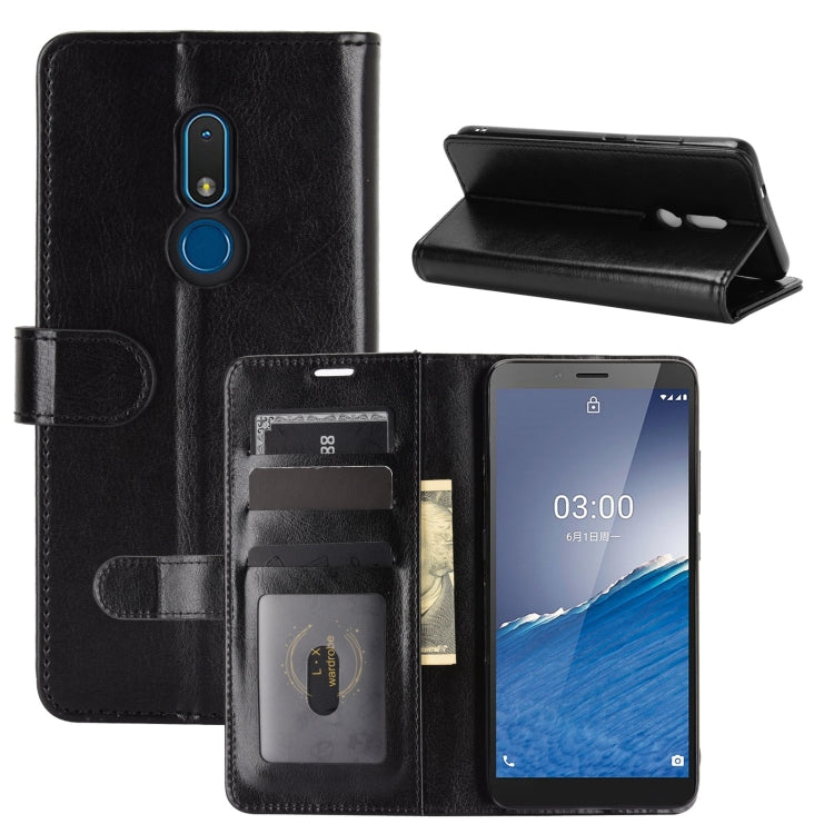 Per Nokia C3 R64 Texture Custodia protettiva a vibrazione orizzontale singola con supporto e slot per schede e portafoglio e cornice per foto, For Nokia C3