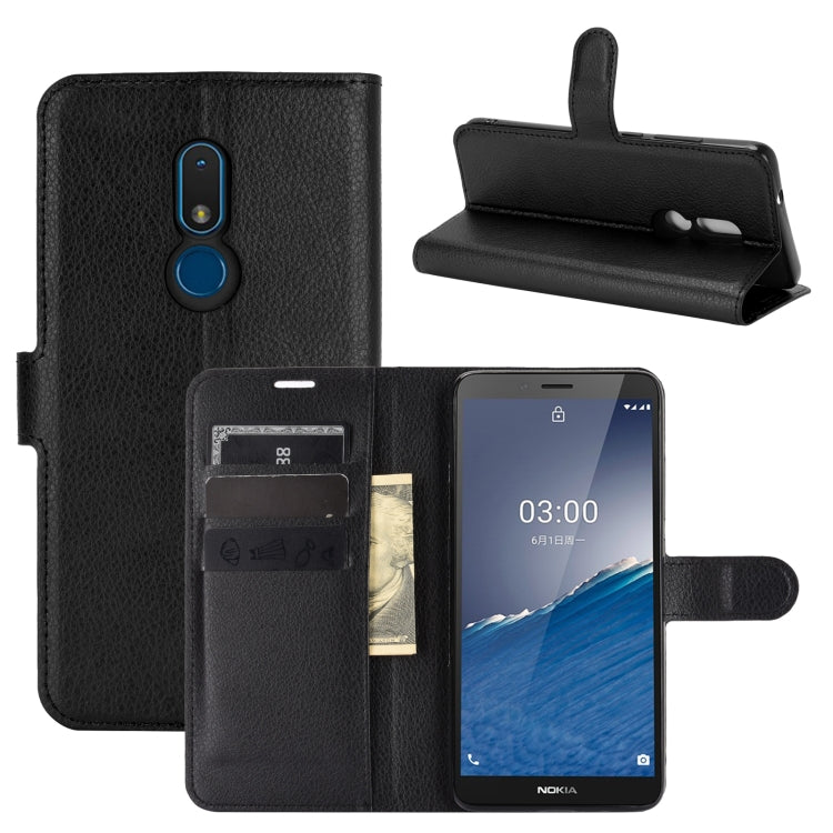 Per Nokia C3 Litchi Texture orizzontale Flip custodia in pelle con supporto e slot per schede e portafoglio, For Nokia C3