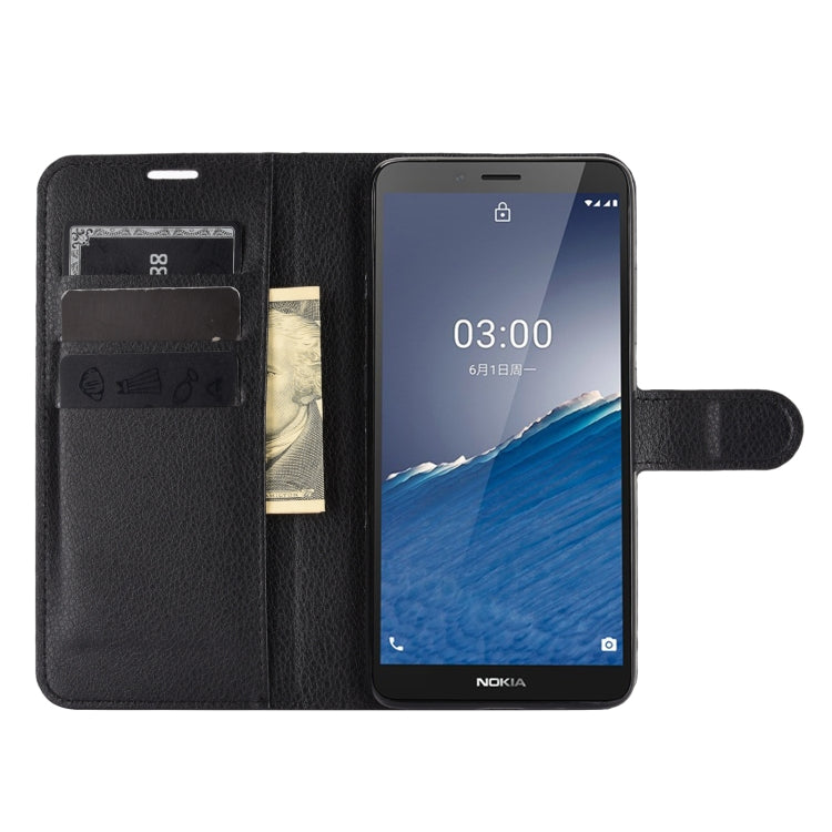 Per Nokia C3 Litchi Texture orizzontale Flip custodia in pelle con supporto e slot per schede e portafoglio, For Nokia C3