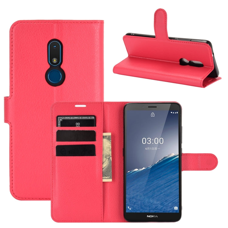 Per Nokia C3 Litchi Texture orizzontale Flip custodia in pelle con supporto e slot per schede e portafoglio, For Nokia C3