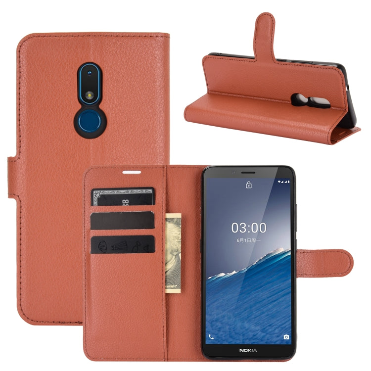 Per Nokia C3 Litchi Texture orizzontale Flip custodia in pelle con supporto e slot per schede e portafoglio, For Nokia C3