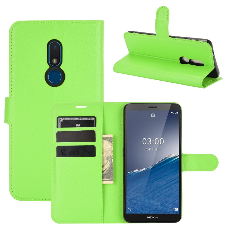 Per Nokia C3 Litchi Texture orizzontale Flip custodia in pelle con supporto e slot per schede e portafoglio, For Nokia C3
