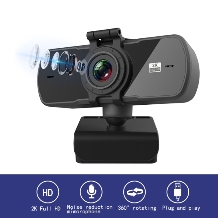 Webcam USB 2K Full HD con microfono e messa a fuoco automatica