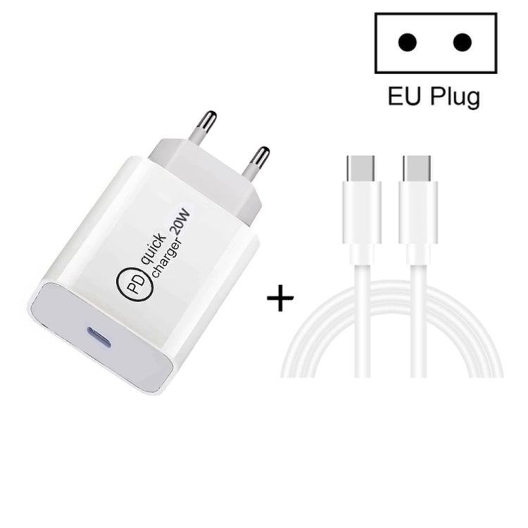 Caricabatterie da viaggio 20W USB-C PD con cavi 1m