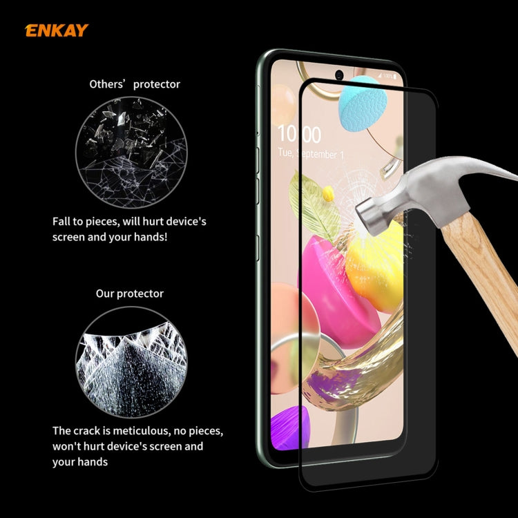 ENKAY Hat-Prince Full Glue 0.26mm 9H 2.5D Pellicola a copertura totale in vetro temperato, For LG K42 / K52 / K62, For Huawei P Smart 2021, For Nokia 3.4, For Motorola Moto G 5G(1 PC)