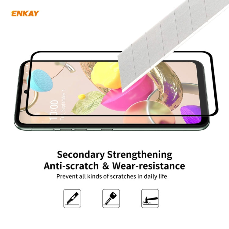 ENKAY Hat-Prince Full Glue 0.26mm 9H 2.5D Pellicola a copertura totale in vetro temperato, For LG K42 / K52 / K62, For Huawei P Smart 2021, For Nokia 3.4, For Motorola Moto G 5G(1 PC)
