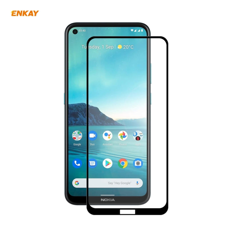 ENKAY Hat-Prince Full Glue 0.26mm 9H 2.5D Pellicola a copertura totale in vetro temperato, For LG K42 / K52 / K62, For Huawei P Smart 2021, For Nokia 3.4, For Motorola Moto G 5G(1 PC)