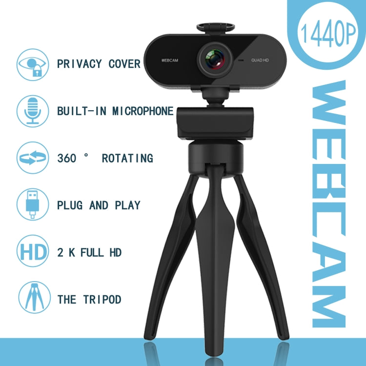 Webcam 2K HD 1080P con microfono e treppiede