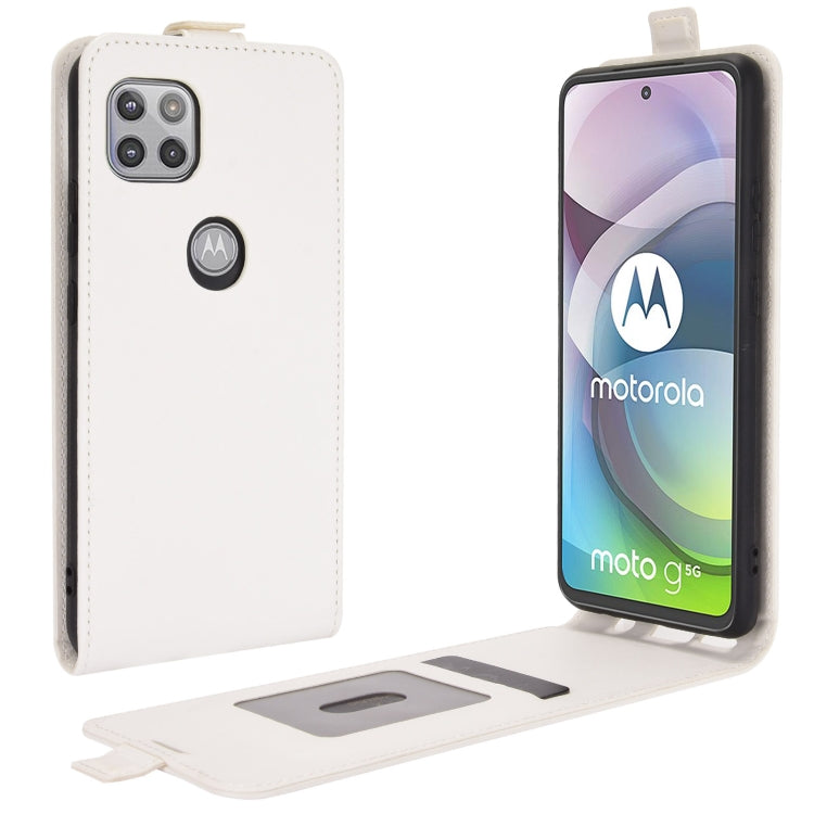 Per Motorola Moto G 5G R64 Texture Custodia protettiva in pelle a vibrazione verticale singola con slot per schede e cornice per foto, For Motorola Moto G 5G
