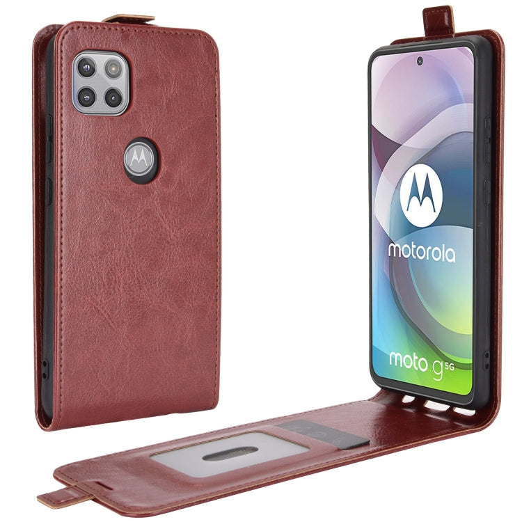 Per Motorola Moto G 5G R64 Texture Custodia protettiva in pelle a vibrazione verticale singola con slot per schede e cornice per foto, For Motorola Moto G 5G