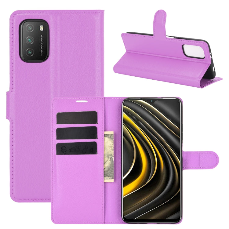 Per Xiaomi Poco M3 Litchi Texture Custodia protettiva a vibrazione orizzontale con supporto e slot per schede e portafoglio, For Xiaomi Poco M3