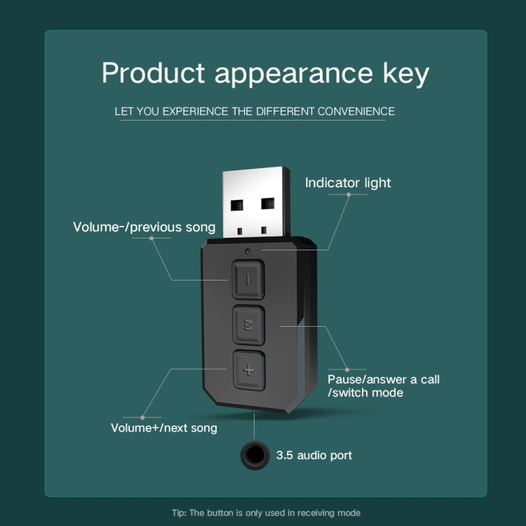 Adattatore audio Bluetooth USB RT02 per auto