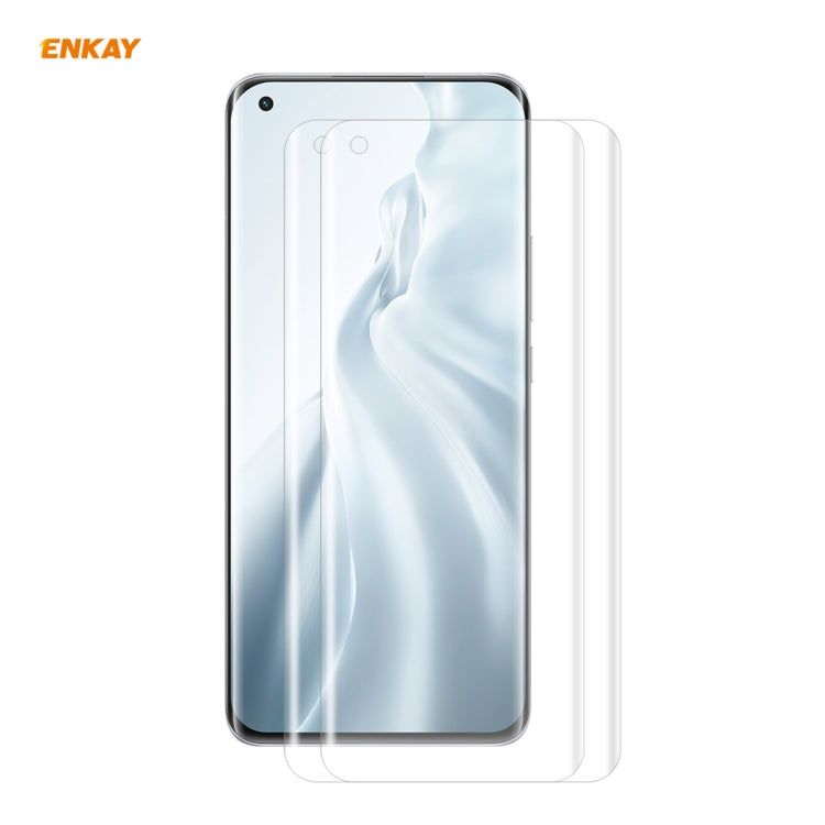 2 PCS ENKAY Hat-Prince 3D Full Screen PET curvo piegatura a caldo protezione dello schermo HD pellicola morbida supporto sblocco impronte digitali, For Xiaomi MI 11, For Huawei Nova 8, For Huawei Nova 8 Pro