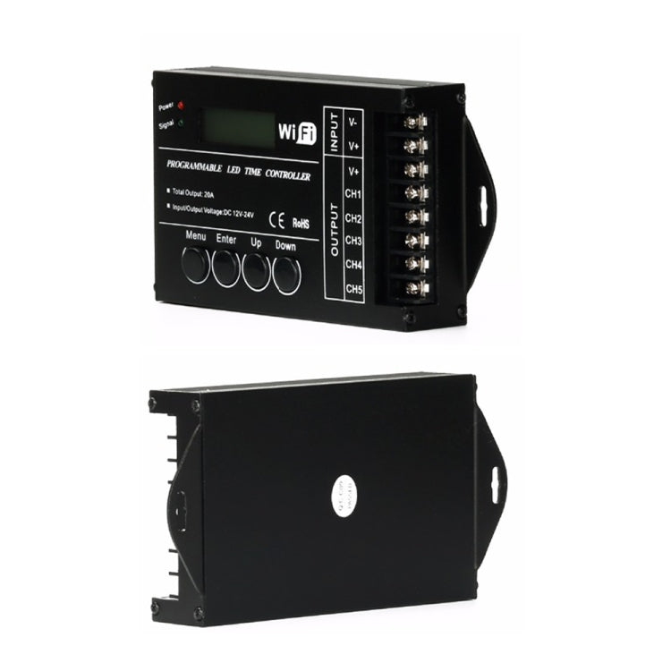 Controller temporale LED RGB 5 canali WiFi 20A DC 12-24V