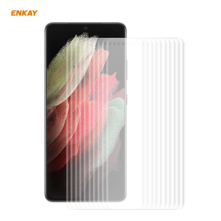 10 PZ Per Samsung Galaxy S21 Ultra 5G ENKAY Hat-Prince 3D Full Screen PET curvo piegatura a caldo HD protezione dello schermo pellicola morbida, For Samsung Galaxy S21 Ultra 5G