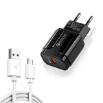 Caricabatterie da viaggio USB 18W QC 3.0 con cavo Micro USB 1m