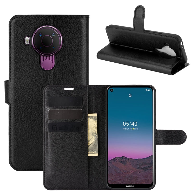 Per Nokia 5.4 Litchi Texture Custodia protettiva a vibrazione orizzontale con supporto, slot per schede e portafoglio, For Nokia 5.4