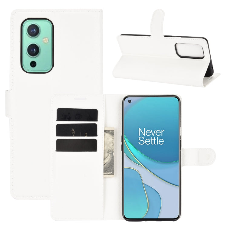 Per OnePlus 9 Litchi Texture Custodia protettiva a vibrazione orizzontale con supporto, slot per schede e portafoglio, For OnePlus 9