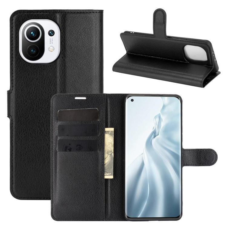 Per Xiaomi Mi 11 Litchi Texture Custodia protettiva a vibrazione orizzontale con supporto, slot per schede e portafoglio, For Xiaomi Mi 11