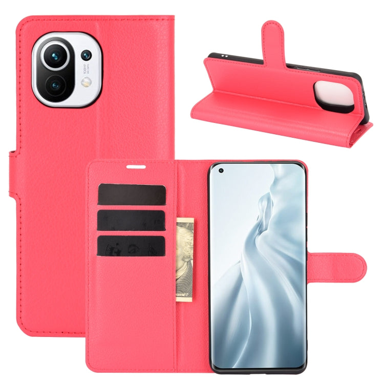 Per Xiaomi Mi 11 Litchi Texture Custodia protettiva a vibrazione orizzontale con supporto, slot per schede e portafoglio, For Xiaomi Mi 11