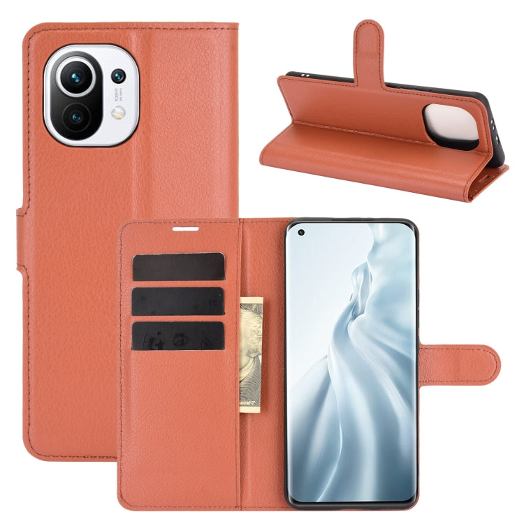 Per Xiaomi Mi 11 Litchi Texture Custodia protettiva a vibrazione orizzontale con supporto, slot per schede e portafoglio, For Xiaomi Mi 11