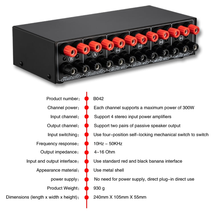 Amplificatore audio 4 ingressi e 2 uscite da 300 W per canale - immagine 12