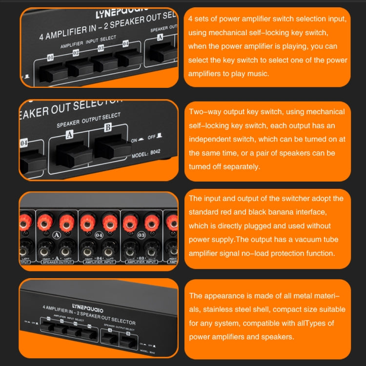 Amplificatore audio 4 ingressi e 2 uscite da 300 W per canale - immagine 10