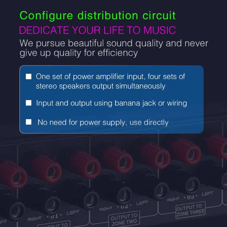 Distributore audio 1 ingresso e 4 uscite, fino a 300 W per canale - immagine 8