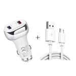 Caricatore auto 18W QC3.0 Dual USB con cavi Micro USB 1m