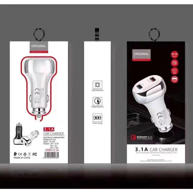 Caricatore auto 18W QC3.0 Dual USB con cavi Micro USB 1m