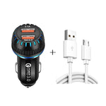 Caricabatteria auto doppia porta USB QC3.0 con cavo Micro USB 1m