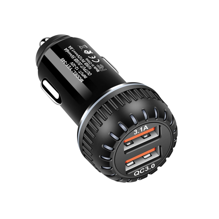 Caricabatteria auto doppia porta USB QC3.0 con cavo Micro USB 1m
