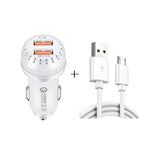 Caricabatteria auto doppia porta USB QC3.0 con cavo Micro USB 1m