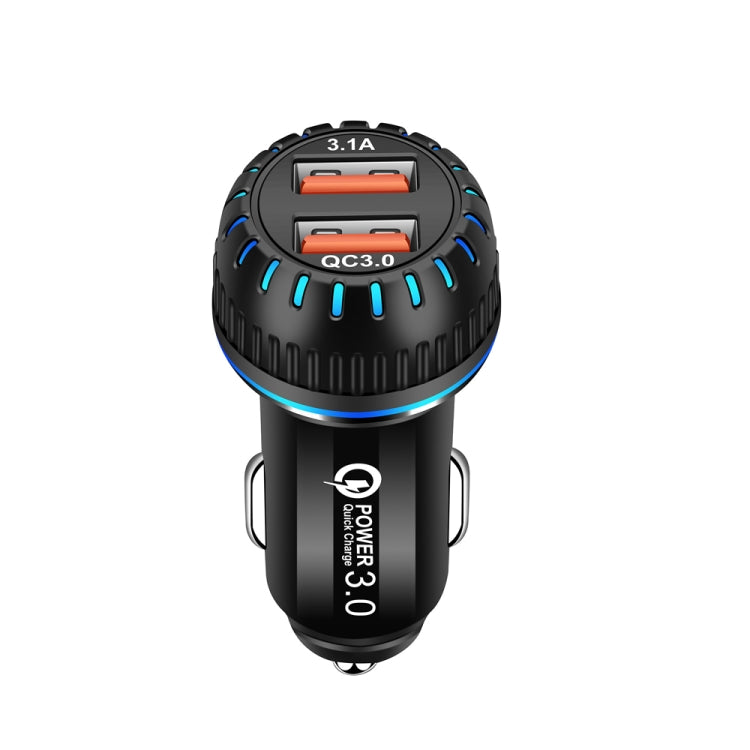 Caricabatteria auto USB doppia porta QC3.0 con cavo Type-C 1m