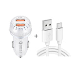 Caricabatteria auto USB doppia porta QC3.0 con cavo Type-C 1m