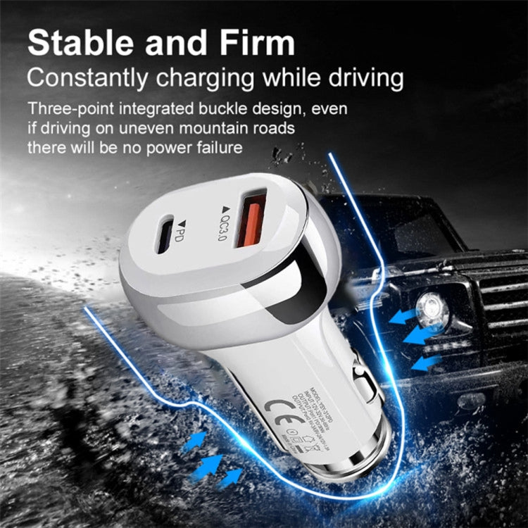 Caricabatterie auto USB-C PD 20W + QC3.0 38W