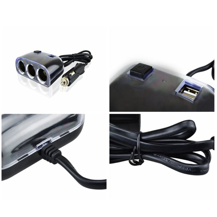 Adattatore splitter accendisigari auto 3 prese USB doppio