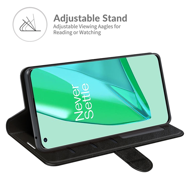 Per OnePlus 9 Pro R64 Texture Custodia protettiva a ribalta orizzontale singola con supporto e slot per schede e portafoglio e cornice per foto, For OnePlus 9 Pro