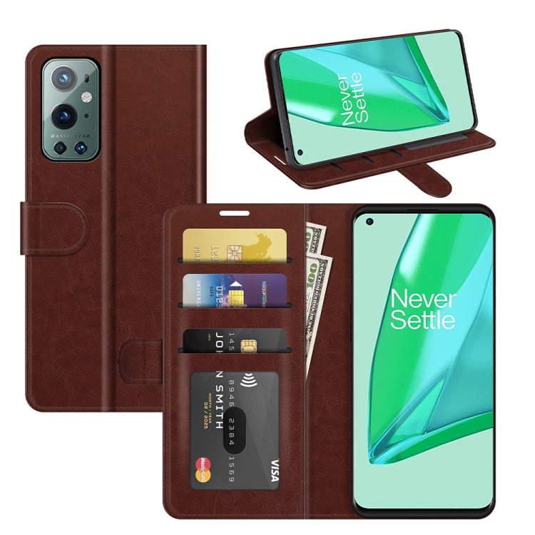 Per OnePlus 9 Pro R64 Texture Custodia protettiva a ribalta orizzontale singola con supporto e slot per schede e portafoglio e cornice per foto, For OnePlus 9 Pro